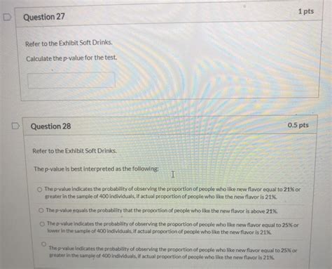 refer to the exhibit soft drinks. compute the test statistic.|statistics final exam test.